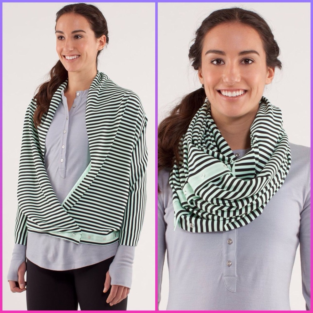 Lululemon Athletica Black and Green Striped Scarf